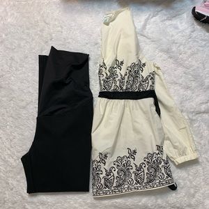 MOTHERHOOD EMBROIDERY TOP AND BLACK LOFT PANTS SiZE M